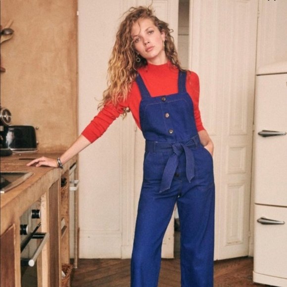 sezane denim jumpsuit